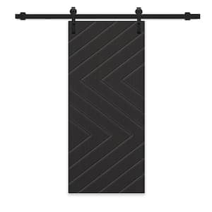 30 in. x 80 in. Black Stained Composite MDF Paneled Interior Sliding Barn Door with Hardware Kit