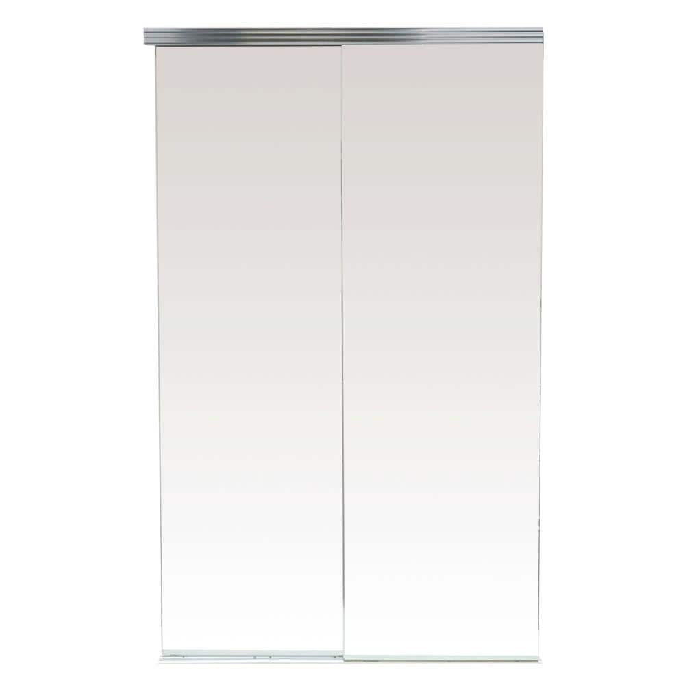 42 in. x 80 in. Polished Edge Backed Mirror Aluminum Frame Interior Closet Sliding Door with Chrome Trim price history on PriceWatchPro