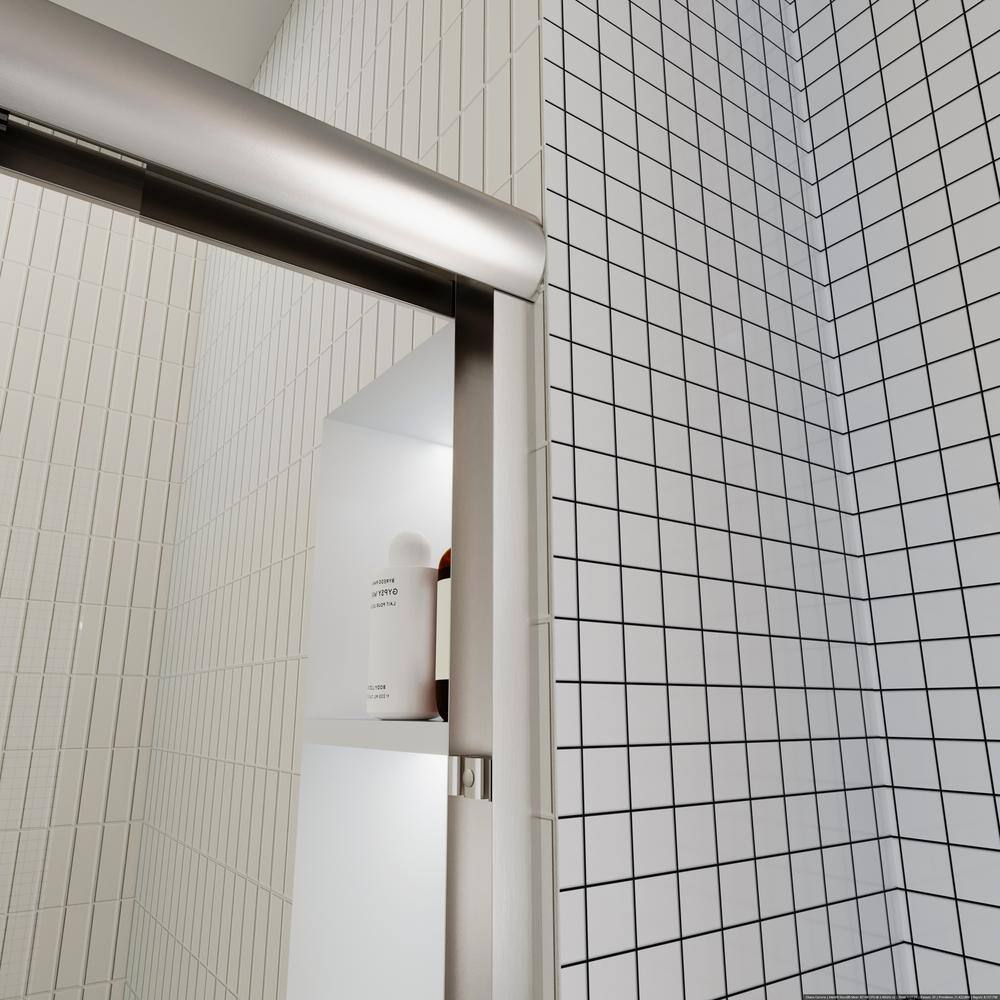 Nickel Framed Double Sliding Shower Door with Clear Glass Panels