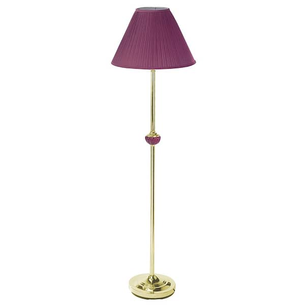 60 In Burdy Ceramic Brass Floor, Polished Brass Floor Lamp With Built In Table
