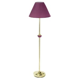 60 in. Burgundy Ceramic/Brass Floor Lamp