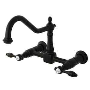 Tudor 2-Handle Wall Mount Kitchen Faucets in Oil Rubbed Bronze