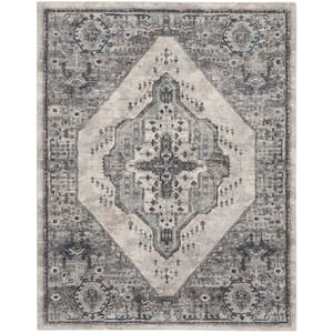 American Manor Grey 8 ft. x 10 ft. Bordered Traditional Area Rug