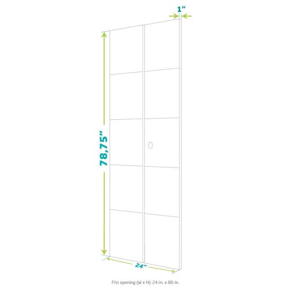 24 in. x 80 in. x 1 in. White Finished Pine Wood Shaker Bi-Fold Louver with Hardware Included