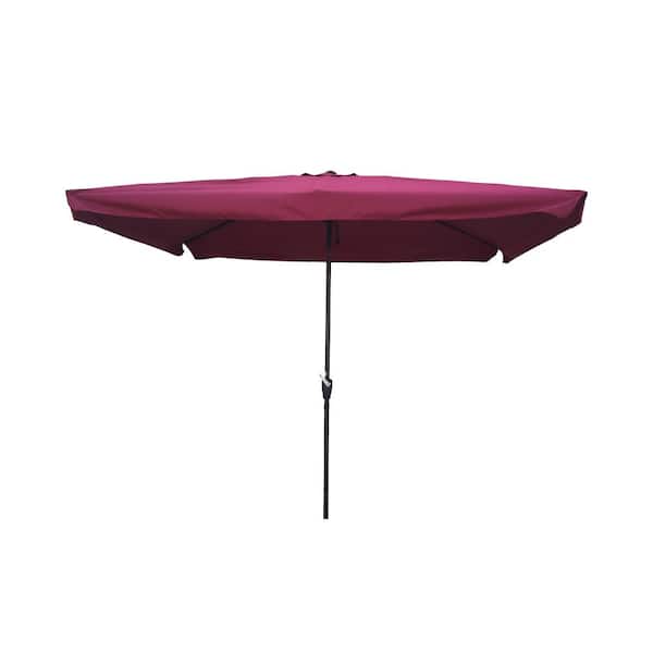 Amucolo 10 ft. x 6.5 ft. Rectangular Market Patio Umbrella Outdoor Umbrellas in Burgundy with Crank and Push Button Tilt