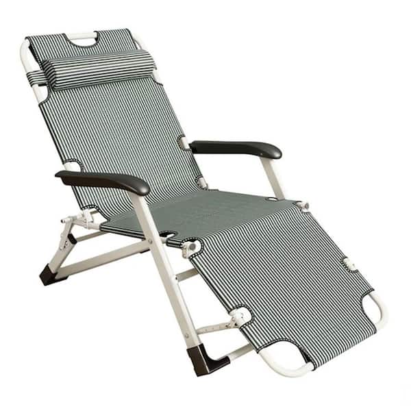 Tunearary Lawn Pool Portable Outdoor Metal Folding Waterproof Lounger with Pillow, Lime Green