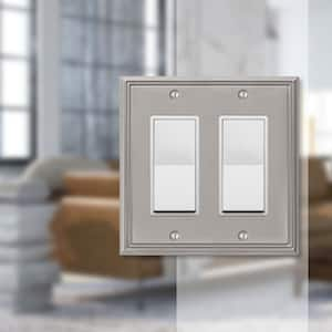 Rhodes 2 Gang Rocker Metal Wall Plate - Brushed Nickel