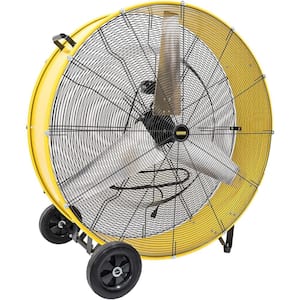 42 in. 2 Fan Speeds Drum Fan in Yellow with 4/5 HP Powerful Motor, 8 in. Wheels for Workshop, Garage, Industrial Room