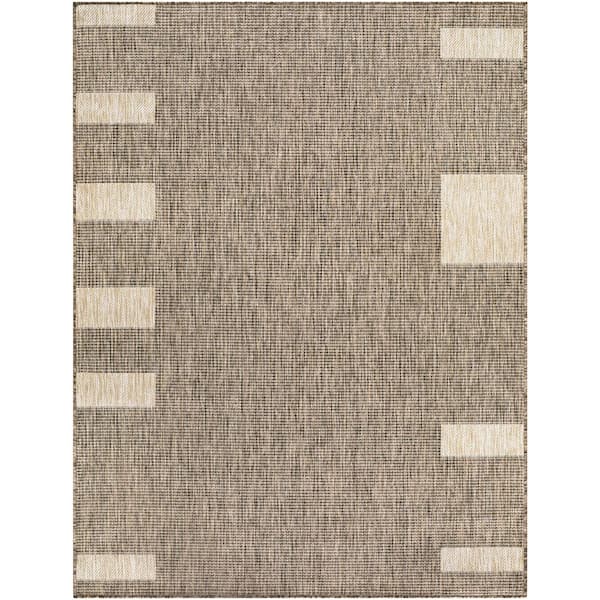 Galey Alix Boxwood 5 ft. 3 in. x 7 ft. Indoor/Outdoor Area Rug, Dark Brown/Tan Area Rug