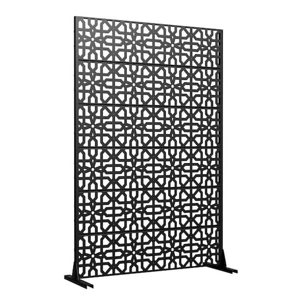 Lumioca 46.8 in. W x 71.37 in. H Black Perilla Galvanized Outdoor Private Screen Decorative Art Panel