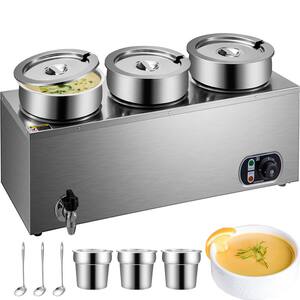 Commercial Soup Warmer 22.2 qt. Capacity 800W Electric Food Warmer Adjustable Temp Stainless Steel Countertop Soup Pot