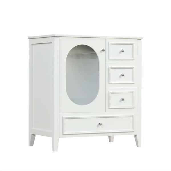 Boosicavelly 30 in. W x 18 in. D x 34 in. H Single Sink Freestanding Bath Vanity in White with White Ceramic Top
