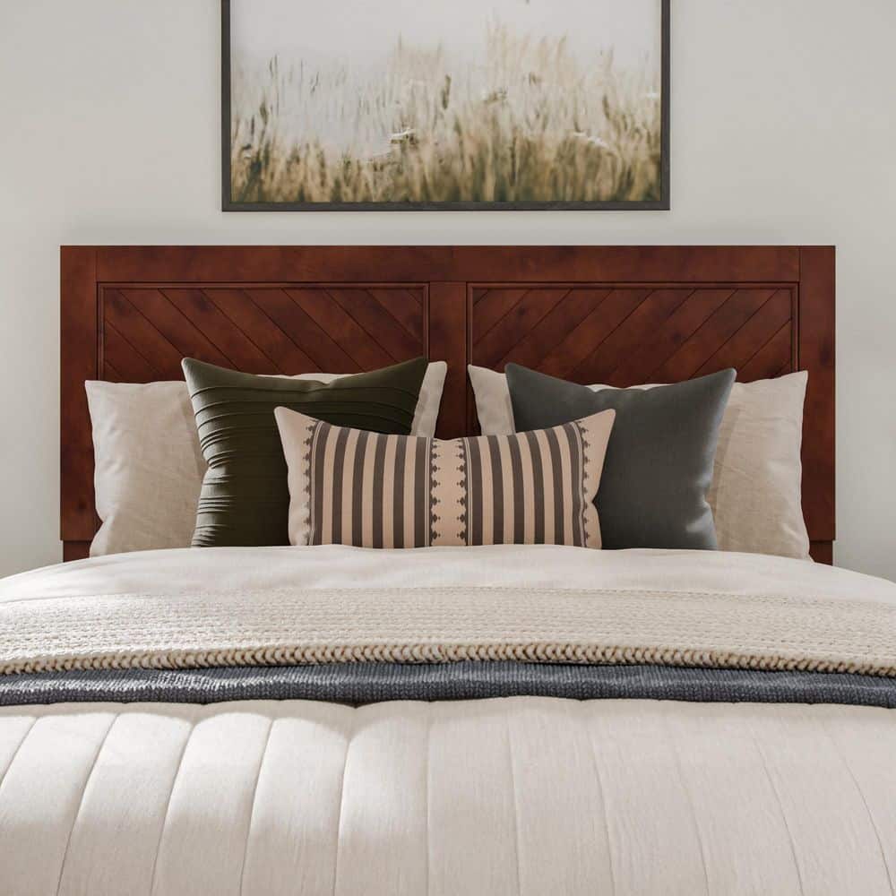 Canyon Walnut Queen Wood Headboard with USB Charger