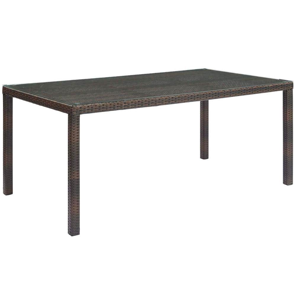 MODWAY Conduit 70 in. Wicker Outdoor Dining Table in Brown EEI2807BRN The Home Depot