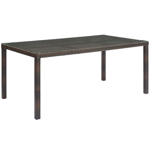 MODWAY Conduit 70 in. Wicker Outdoor Dining Table in Brown