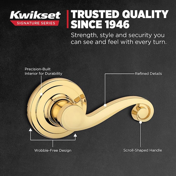 Kwikset Lido Polished Brass Hall/Closet Wave Door Handle 720LL 3