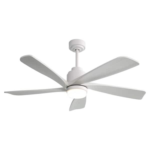 52 In. Smart Indoor White Solid Wood Blades Integrated LED Ceiling Fan with Voice/APP/Wall Switch/Remote Control