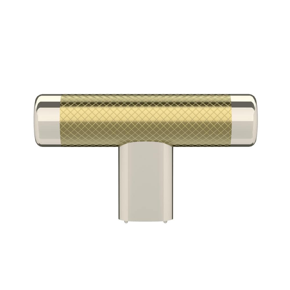 Polished Nickel and Champagne T-Handle Cabinet Knob