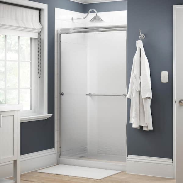 Delta Crestfield 48 in. x 70 in. Traditional Semi-Frameless Sliding Shower Door in Chrome and 1/4 in. (6mm) Droplet Glass