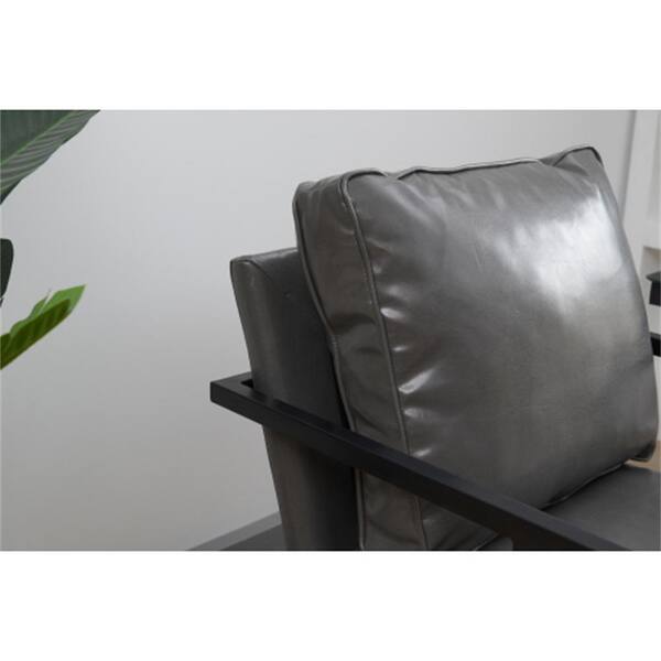 grey faux leather armchair