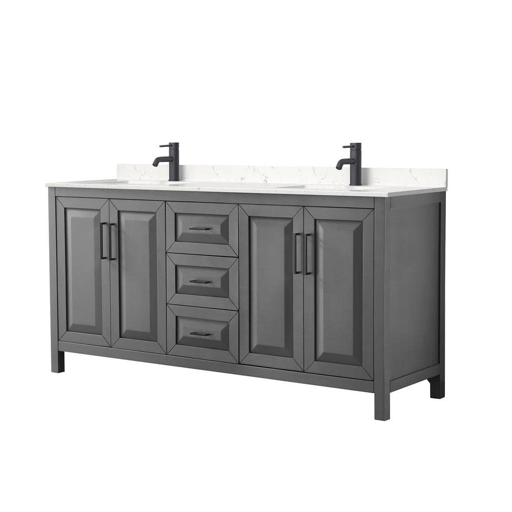 Daria 72 in. W x 22 in. D x 35.75 in. H Double Bath Vanity in Dark Gray with Carrara Cultured Marble Top price history on PriceWatchPro