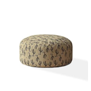Charlie Beige Cotton Round Pouf Cover Only