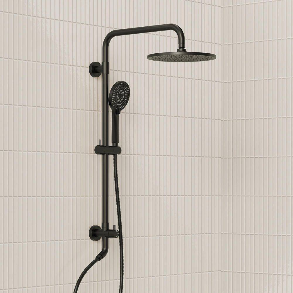 3-Spray 10 in. Dual Shower Head and Handheld Shower Head in Matte Black (Valve Not Included) price history on PriceWatchPro
