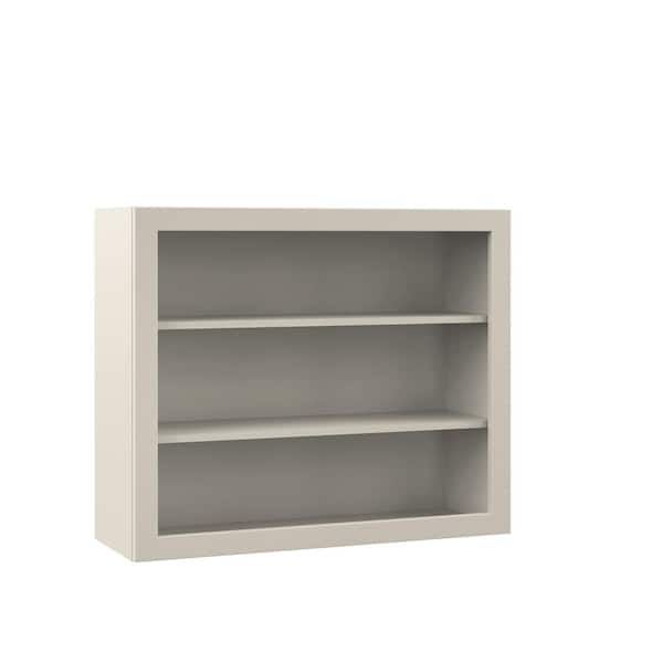 Hampton Bay Designer Series Melvern 36 in. W x 12 in. D x 30 in. H Assembled Shaker Wall Open Shelf Kitchen Cabinet in Cloud