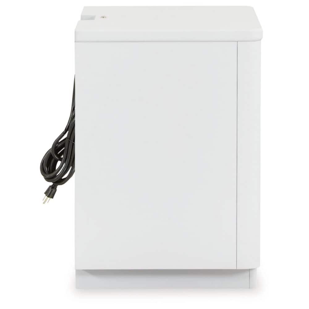 White 2-Drawer Nightstand with LED Lighting and USB Ports