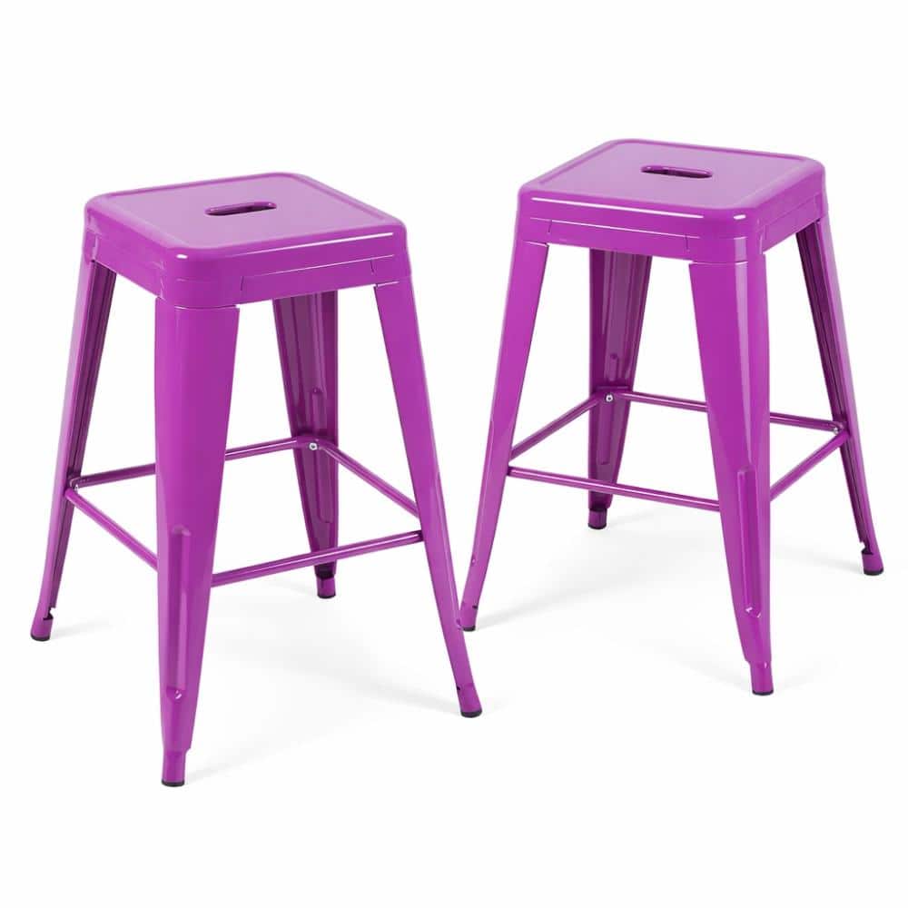 24 in Purple Set of 2 Metal Bar Stools  for  Island price history on PriceWatchPro