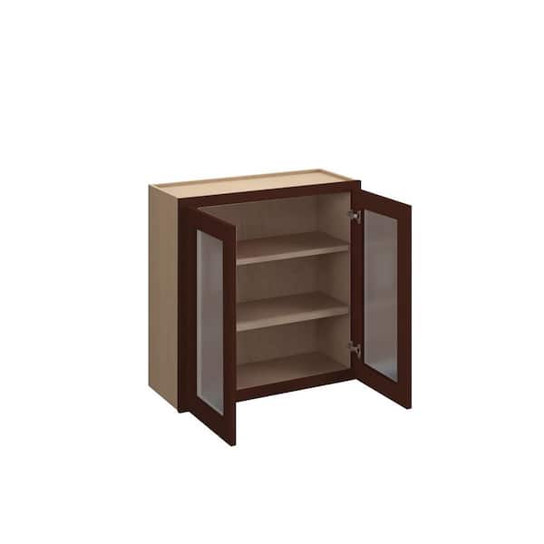 Kunal Kitchens Charlotte Raised 36 in. W x 30 in. H x 12 in. D in Bordeaux Plywood Assembled Frosted Glass Wall