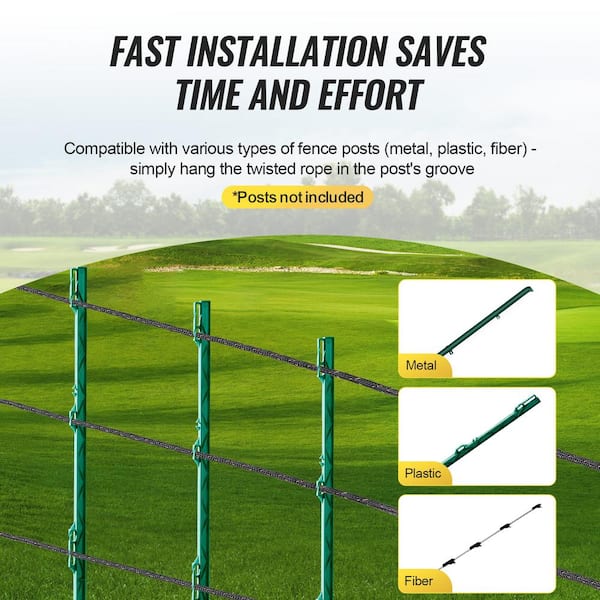 VEVOR Electric Fence Wire, 1000 ft. 305 M Portable Polypier, 1/4 in. Dia 2 Copper Strands for Reliable Conductivity