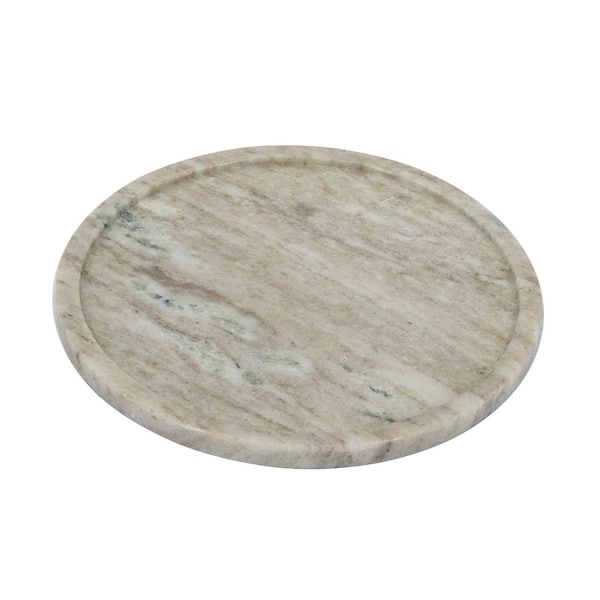 9.8 in. W x 0.7 in. D Gray Marble Traditional Decorative Tray with Natural Elegant Texture & Smooth Surface for Tabletop