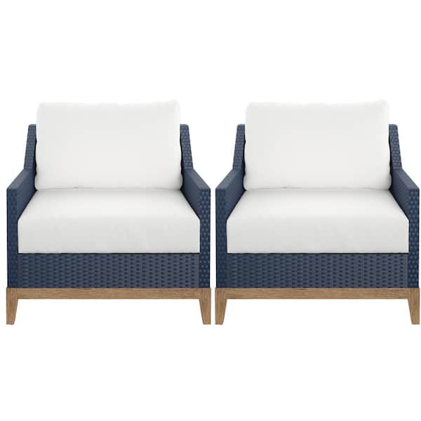TK CLASSICS Metal Outdoor Lounge Chairs with White Cushion