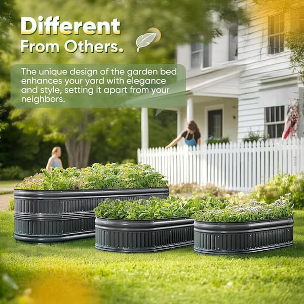 AFAIF - 8 x 2 x 1 ft. Galvanized Raised Garden Bed Kit, Metal Upgraded Modular DIY Galvanized Planter Garden Box for Gardening