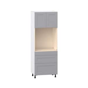 Roseland 30 in. W x 24 in. D x 84.5 in. H Assembled Shaker Single Oven Kitchen Cabinet in Slate Gray with 3 Drawers