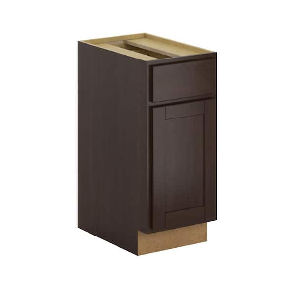 Hampton Bay Princeton Shaker Assembled 15x34.5x24 in. Base Cabinet with Soft Close Drawer in Espresso