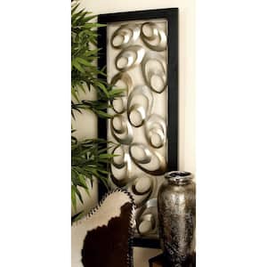Metal Gold Scallop Ribbon Abstract Wall Decor with Black Frame