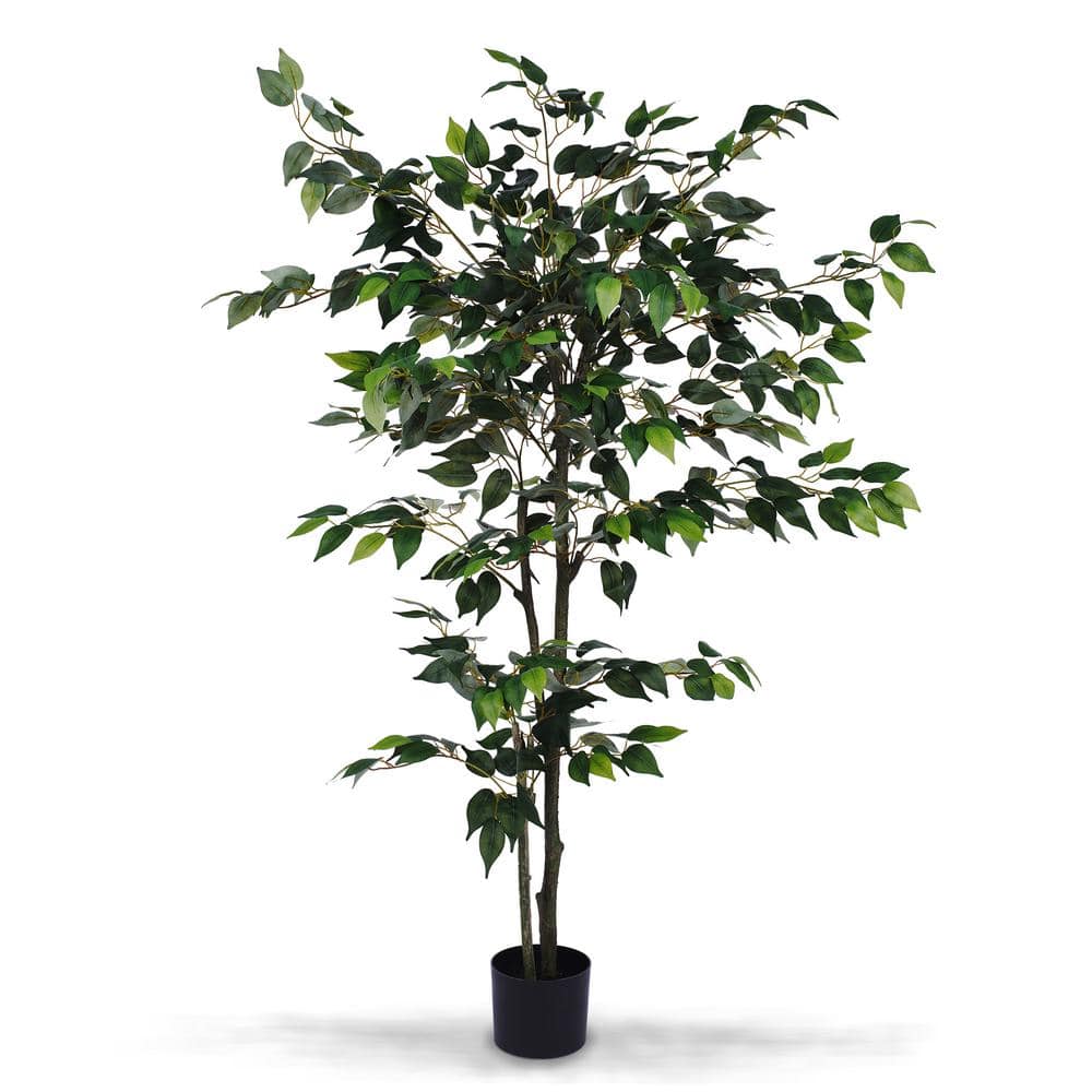 59.1 in. Green Artificial Ficus Tree in Pot
