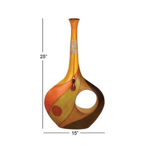 Multi Colored Polystone Decorative Vase with Crystal Accent