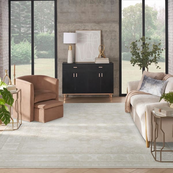 Dekor Ivory Beige 8 ft. x 10 ft. Medallion Traditional Area Rug