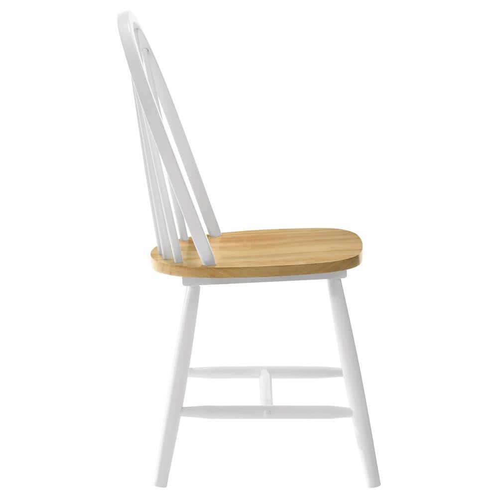 White and Natural Brown High Back Windsor Side Chair