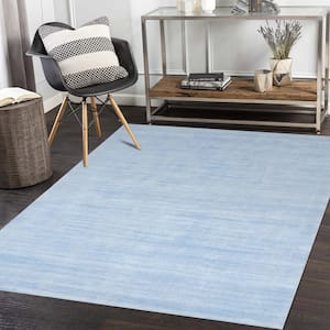 Milo Contemporary Solid Light Blue 8 ft. x 10 ft. Hand Loomed Area Rug