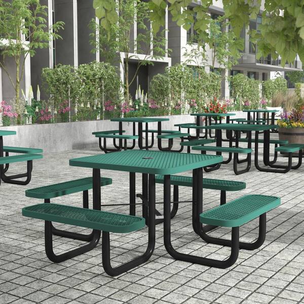 Carnegy Avenue Creekside 79.75 in. Green Square Steel Picnic