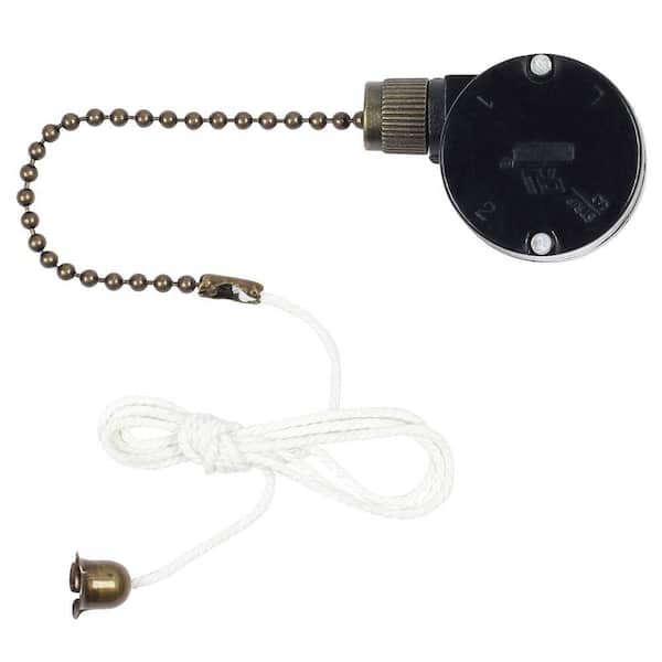 Commercial Electric Replacement 3 Sd Fan Switch With Antique Brass Pull Chain For Triple Capacitor Ceiling Fans 7707300 The Home Depot - How To Replace A Pull String On Ceiling Fan