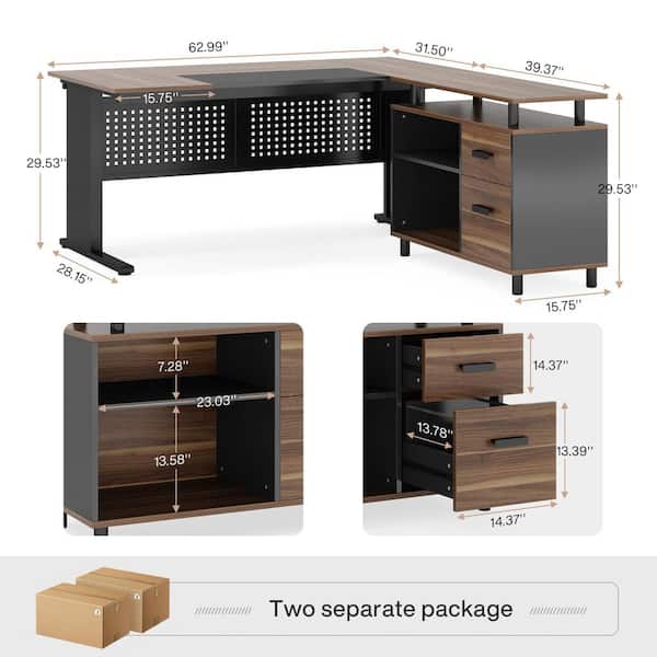 TRIBESIGNS WAY TO ORIGIN Halseey 63 in. L Shaped Brown Wood 2