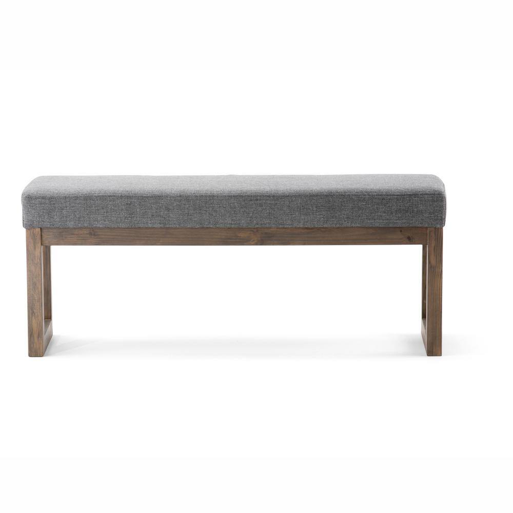 Milltown Gray Linen Upholstered Rectangular Footstool Bench