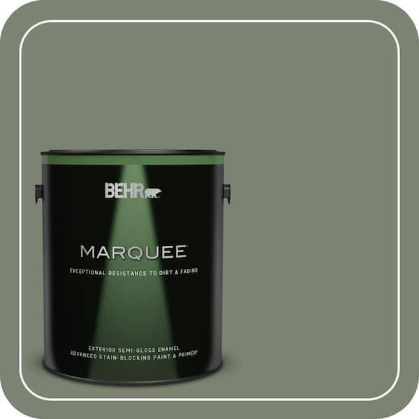 BEHR MARQUEE 1 gal. #ICC-77 Sage Green Semi-Gloss Enamel Exterior Paint & Primer