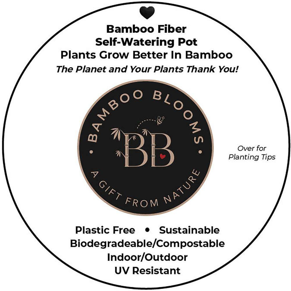 7" White and Multicolor Bamboo Fiber Self-Watering Pot