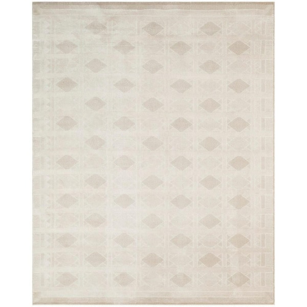 Nordic Ivory Beige 8 ft. x 10 ft. Geometric Contemporary Area Rug